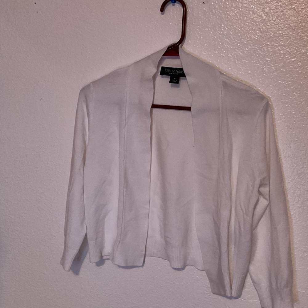 Talbots White Cardigan Sweater with Open Front